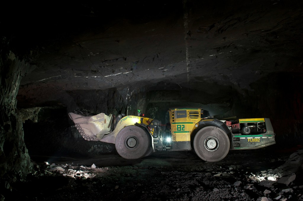 underground mining through a large industrial truck